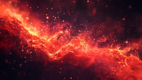Crimson Luminescence Cascades Through Cosmic Void.
