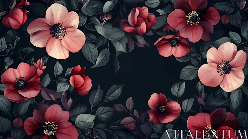 Gorgeous Red and Pink Flowers Bloom Against Moody Dark Foliage
