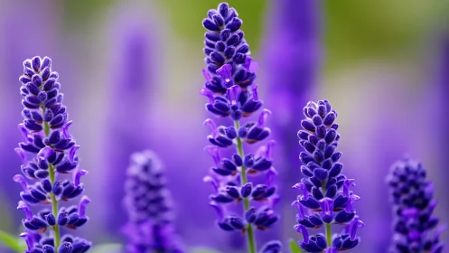 Purple Lupine Flowers in Selective Focus Depth Field
