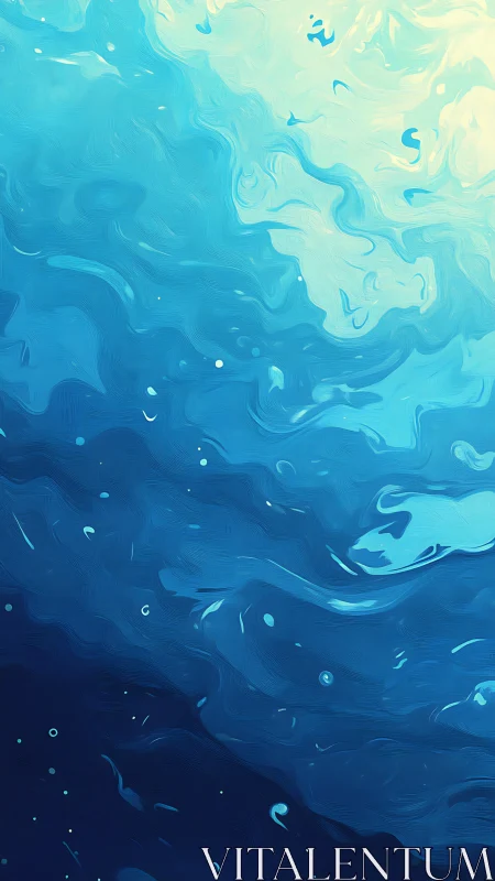 Vertical abstract blue gradient suggests fluid motion study