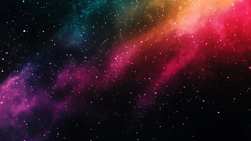 Radiant galactic nebula streaks across star-filled void.