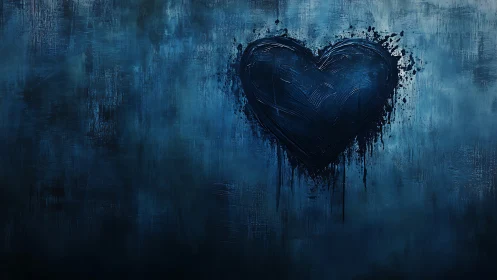 Dark heart form rendered on textured blue surface