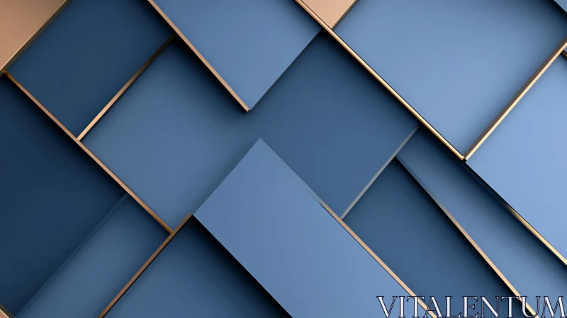 Elegant blue panels with soft gold lines create calm order