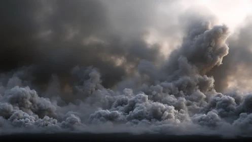 Dense storm cloud formation over dark, obscured horizon.