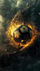 Exploding molten soccer ball renders dynamic fiery impact