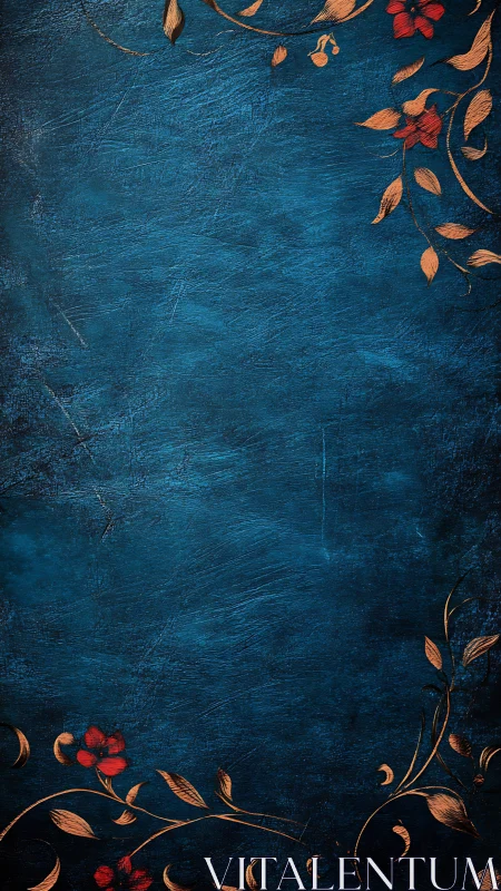 Copper blossoms curl around a midnight-blue story space