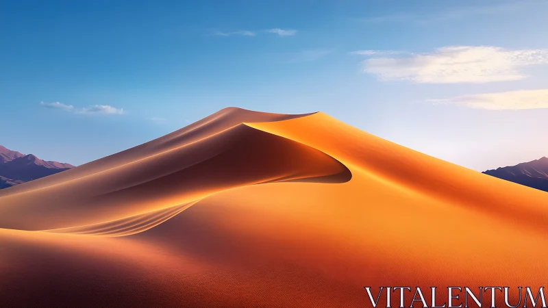 Crescent dune ridge under low-angle solar illumination gradient.