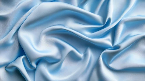 Soft folds of light blue satin fabric in close view.