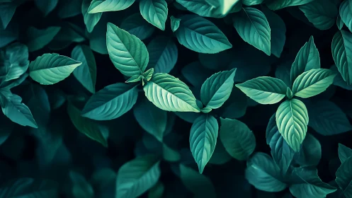 Emerald foliage pattern with moody teal tonal contrast.
