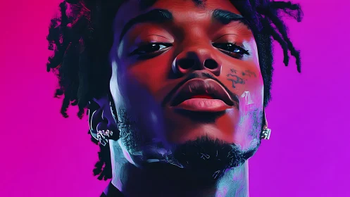 Digital portrait of a person in close-up against gradient background