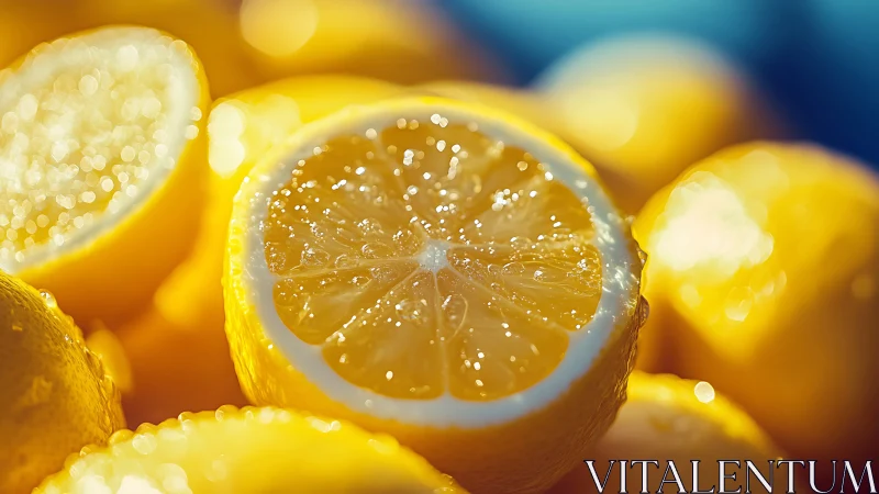 Sunlit sliced lemons sparkle with fresh citrus energy