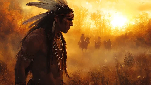 Sunlit rider in quiet reflection beneath golden skies.