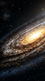 Spiral galaxy core with radiant star-dense disc glow.