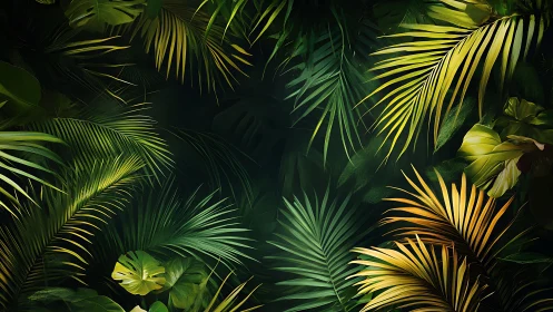 Lush tropical palm leaves cast a calm jungle embrace