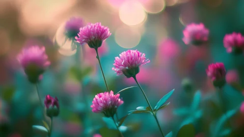 Selective focus macro photography of magenta carnations with bokeh depth-of-field rendering