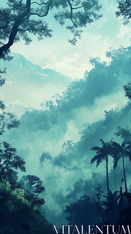 Misty Mountain Valley Where Ancient Trees Meet Tropical Paradise