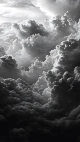 Volumetric cumulonimbus cross-section in dramatic chiaroscuro.