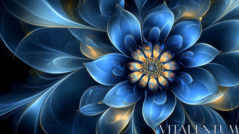 Celestial sapphire bloom swirling in luminous fractal petals.
