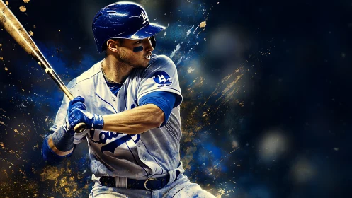 Stadium lights dissolve as the slugger erupts from cosmic paint