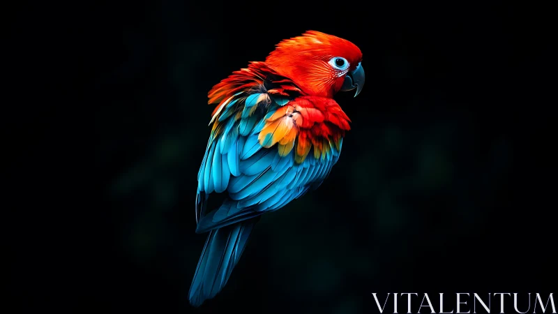 Vivid Parrot Portrait in Dramatic Lighting, Digital Art Style.