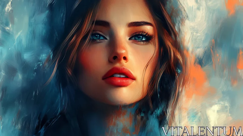 Luminous digital portrait with teal and orange painterly aura.
