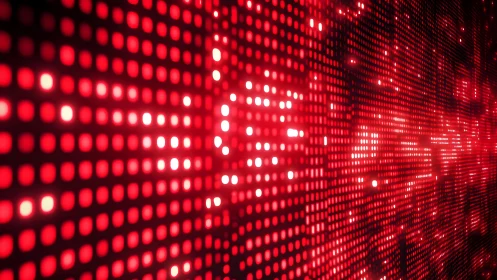 Abstract red LED light panel pattern with glowing digital effect.