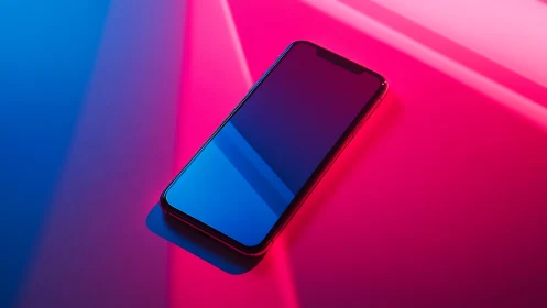 Modern Smartphone Against Neon Gradient Background