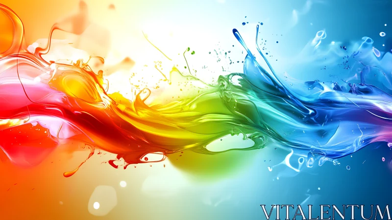 Multicolor liquid streams in symmetric horizontal motion.