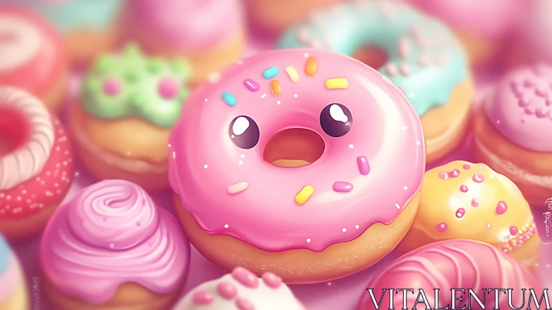 Adorable Candy Donuts with Sparkling Eyes and Sweet Sprinkles