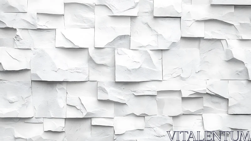 White stacked panels form a textured irregular wall surface