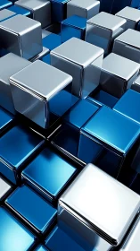 Chromed sky cubes in a stacked metallic daydream grid.