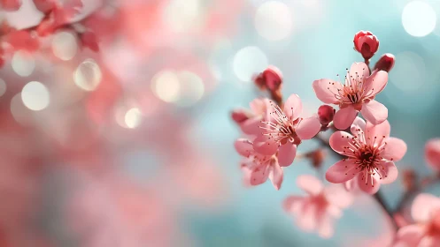 Soft-focus Cherry Blossom Cluster Displaying Tack-sharp Stamen Detail