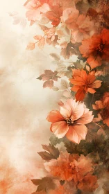 Autumn Florals Watercolor. Vintage garden flowers.