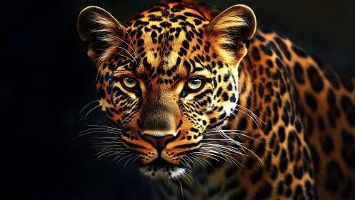 Luminous Prowler: Golden Eyes Pierce Through Obsidian Shadows.