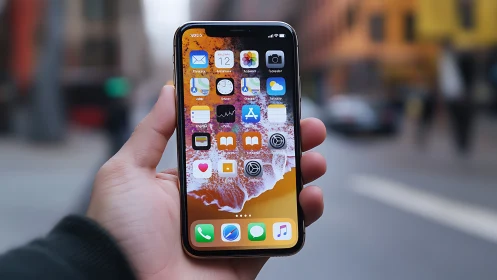 Smartphone displaying iOS home screen with app icons.