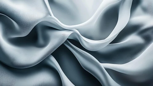 Elegant Silver Satin Fabric with Soft Folds in Abstract Style.