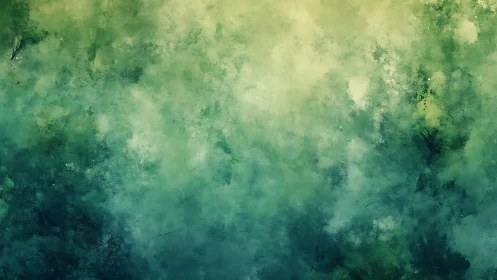 Gentle green mist drifts across a serene abstract sky