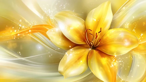 Golden Petals Dance Through Luminous Shimmer Space
