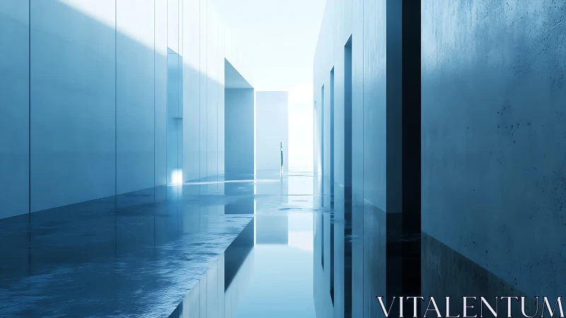 Minimalist Architectural Corridor: Light Geometry and Reflection