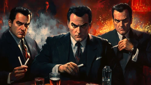 Smoldering mobsters share a tense night in a smoky bar