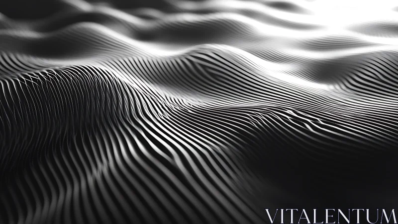 Monochrome parametric waves with luminous ribbed surfaces.