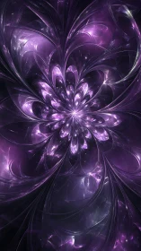 Luminous violet fractal flower unfolds in deep cosmic glow