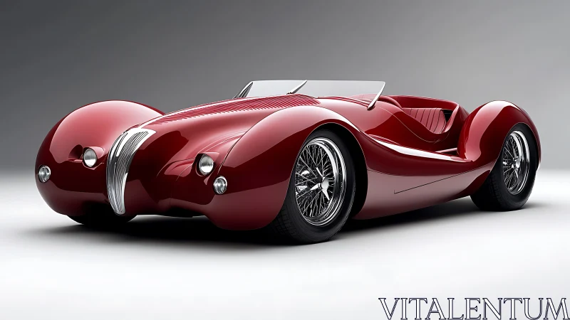Curvy crimson roadster blending retro elegance with fantasy flair.