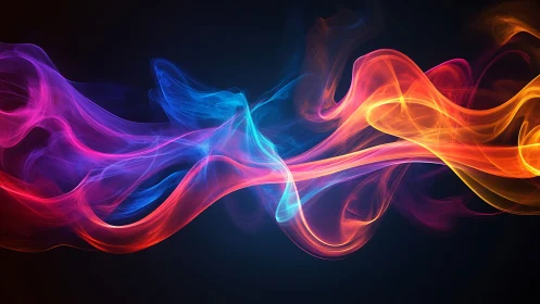 Flowing Neon Energy Waves. Dynamic digital art abstract design.