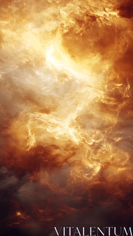 Turbulent Fire Clouds: Golden Luminescence Against Deep Crimson Shadow.