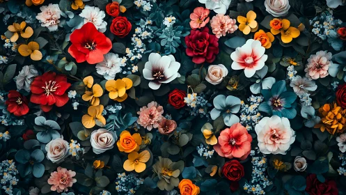 Vibrant Floral Garden in Full Bloom with Layered Color