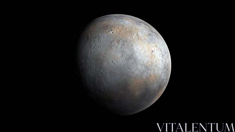 Lonely cratered planet drifts in deep, silent outer space