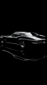 Midnight muscle car prowls through polished shadow light