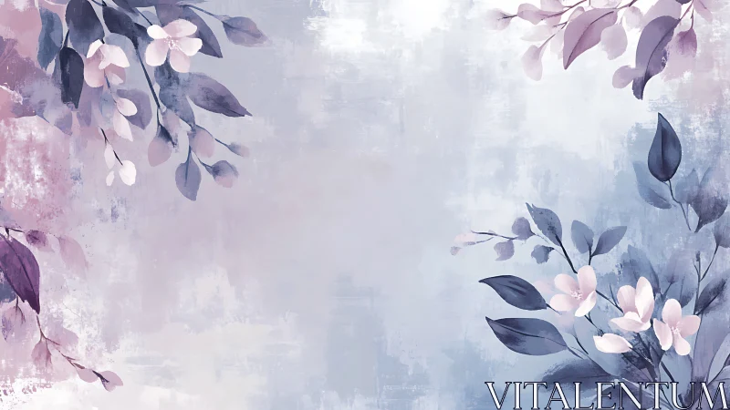 Floral Watercolor Composition with Soft Botanical Elements.