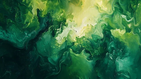 Emerald fluid abstraction with luminous swirling gradients.